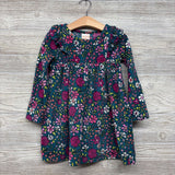 LS Ribbed Velour Dress Flowers 4T