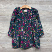 LS Ribbed Velour Dress Flowers 4T