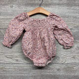 LS Smocked Romper Flowers 6-9M