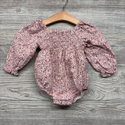 LS Smocked Romper Flowers 6-9M