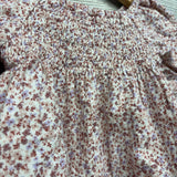LS Smocked Romper Flowers 6-9M