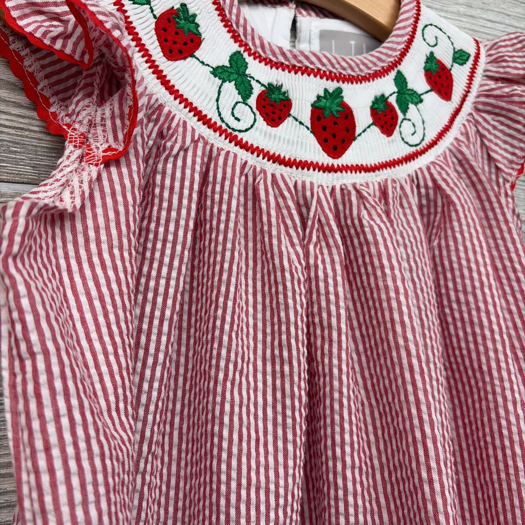 Seersucker Dress Strawberries 4T