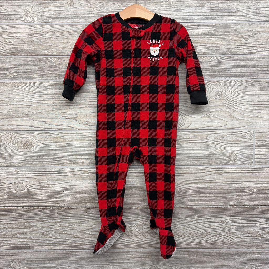 Blanket Sleeper Buffalo Plaid Santa's Helper 18M