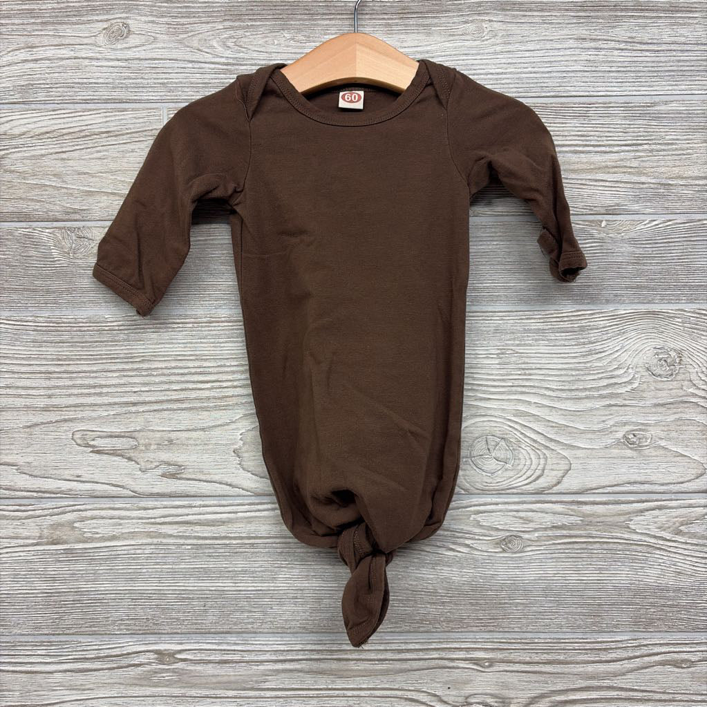 LS Knotted PJ Gown W/ Hat 0-3M