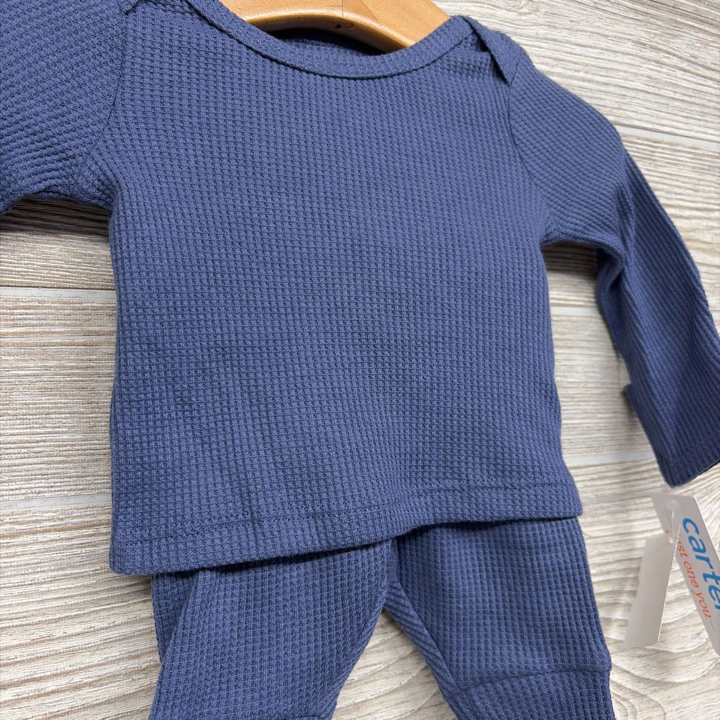 NEW 2 Pc LS Waffle Knit PJs NB