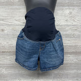 Cross Panel Denim Midi Shorts 10/Medium
