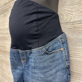 Cross Panel Denim Midi Shorts 10/Medium