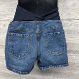 Cross Panel Denim Midi Shorts 10/Medium