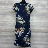 Ruched Bodycon Dress Flowers XL