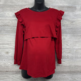 Ruffle Shoulder LS Nursing Shirt Large