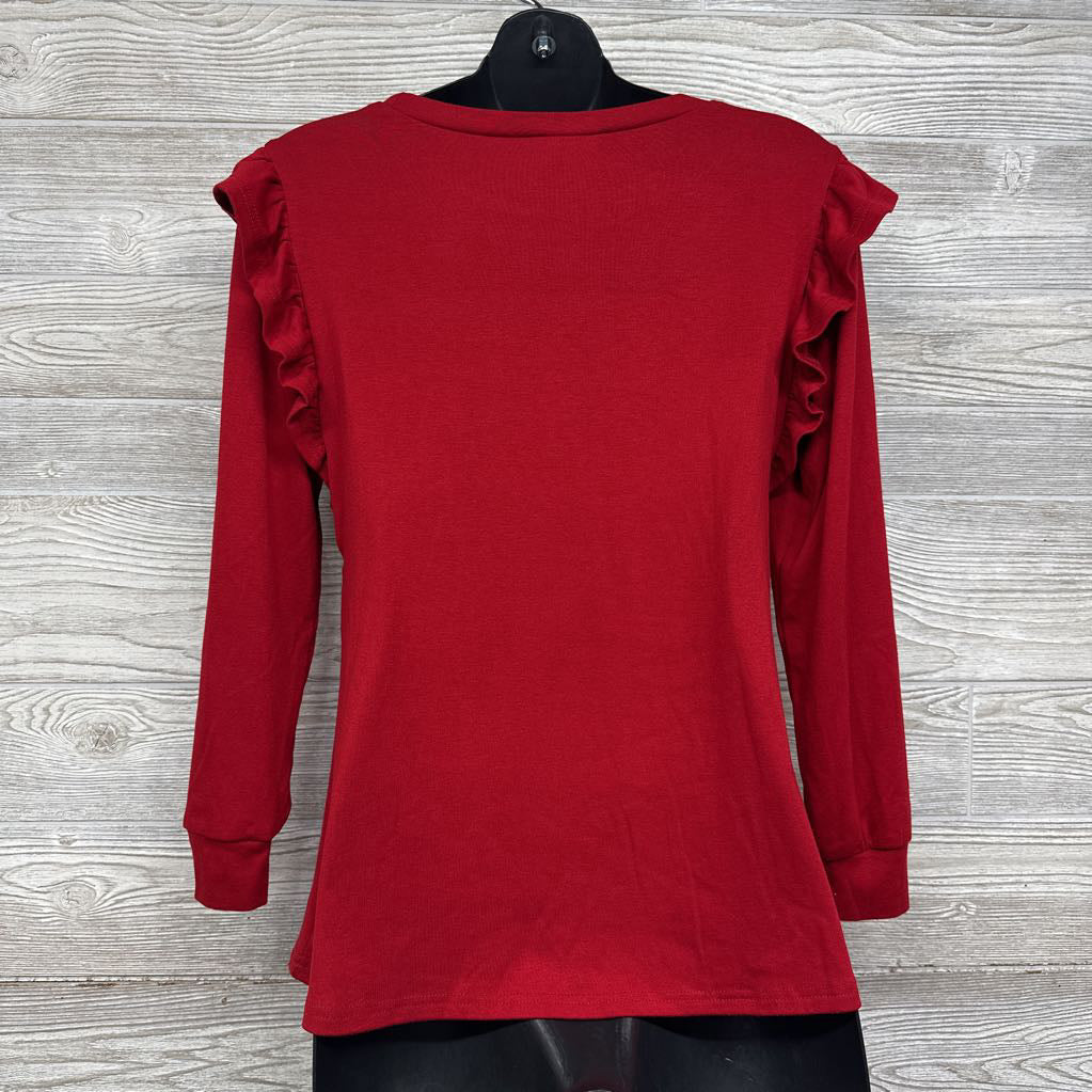Ruffle Shoulder LS Nursing Shirt Large