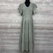 Smocked Textured Flutter Sleeve Dress XL