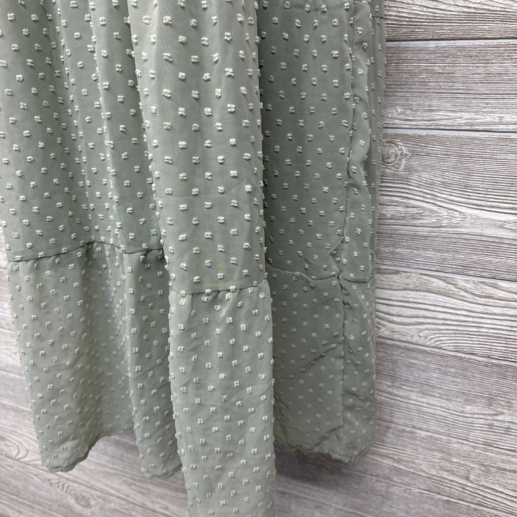 Smocked Textured Flutter Sleeve Dress XL