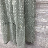 Smocked Textured Flutter Sleeve Dress XL
