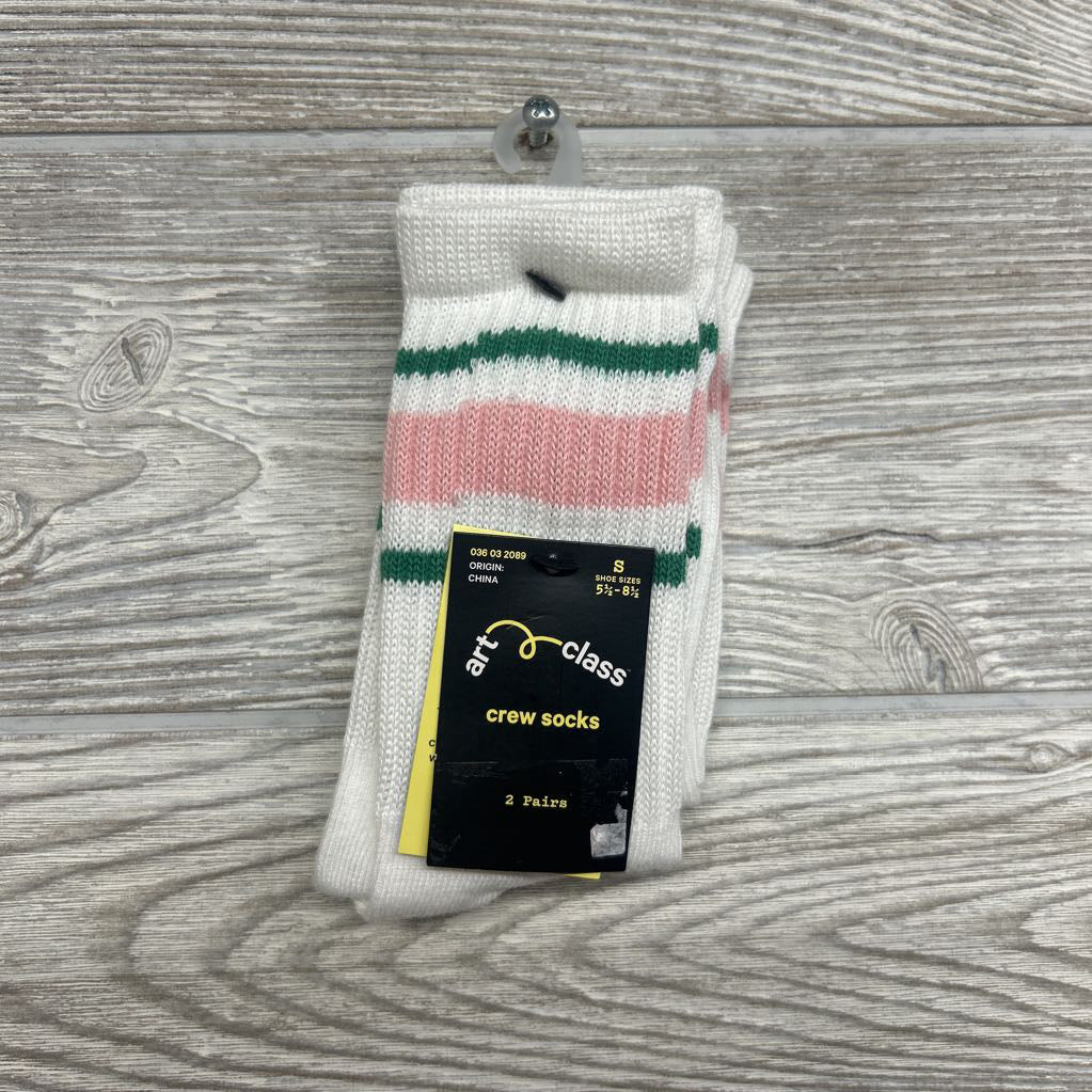 NEW 2 Pk Crew Socks 5.5-8.5C