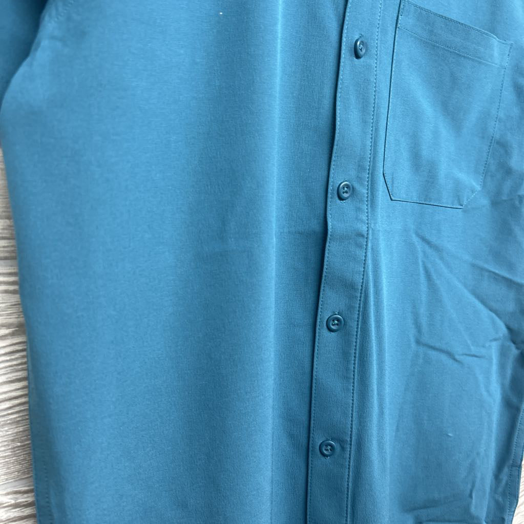 NEW Woven Button Up Shirt Chest Pocket 14