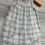 Smocked Jumper Ruffle Strap Flowers 3-6M