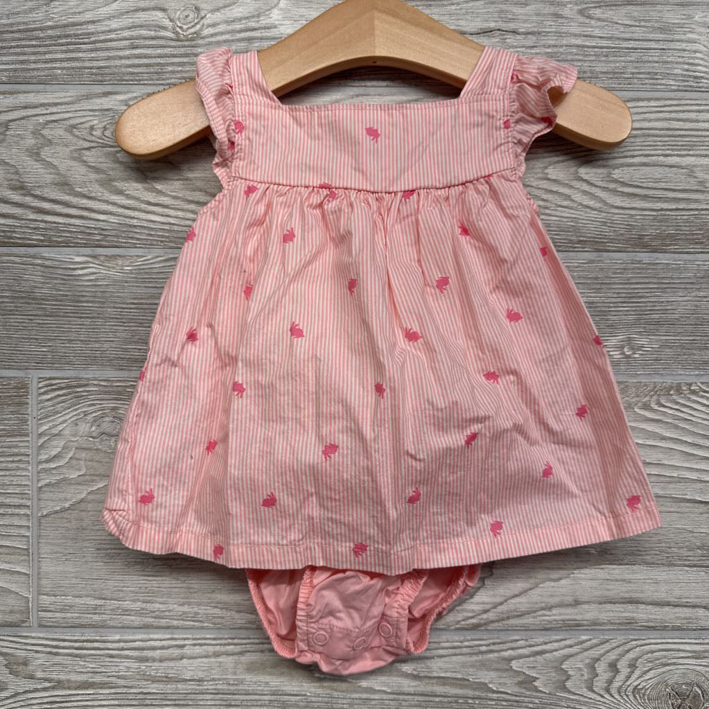 Flutter Sleeve Sunsuit Rabbits & Stripes 6M