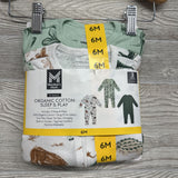 NEW 3 Pk Organic Sleep & Play Sleepers 6M