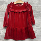 Tiered Velour LS Dress Ruffles 2t