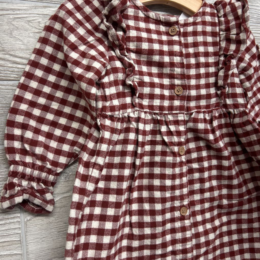 Gingham Button Up LS Dress 24M