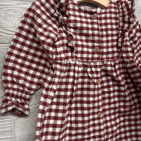 Gingham Button Up LS Dress 24M