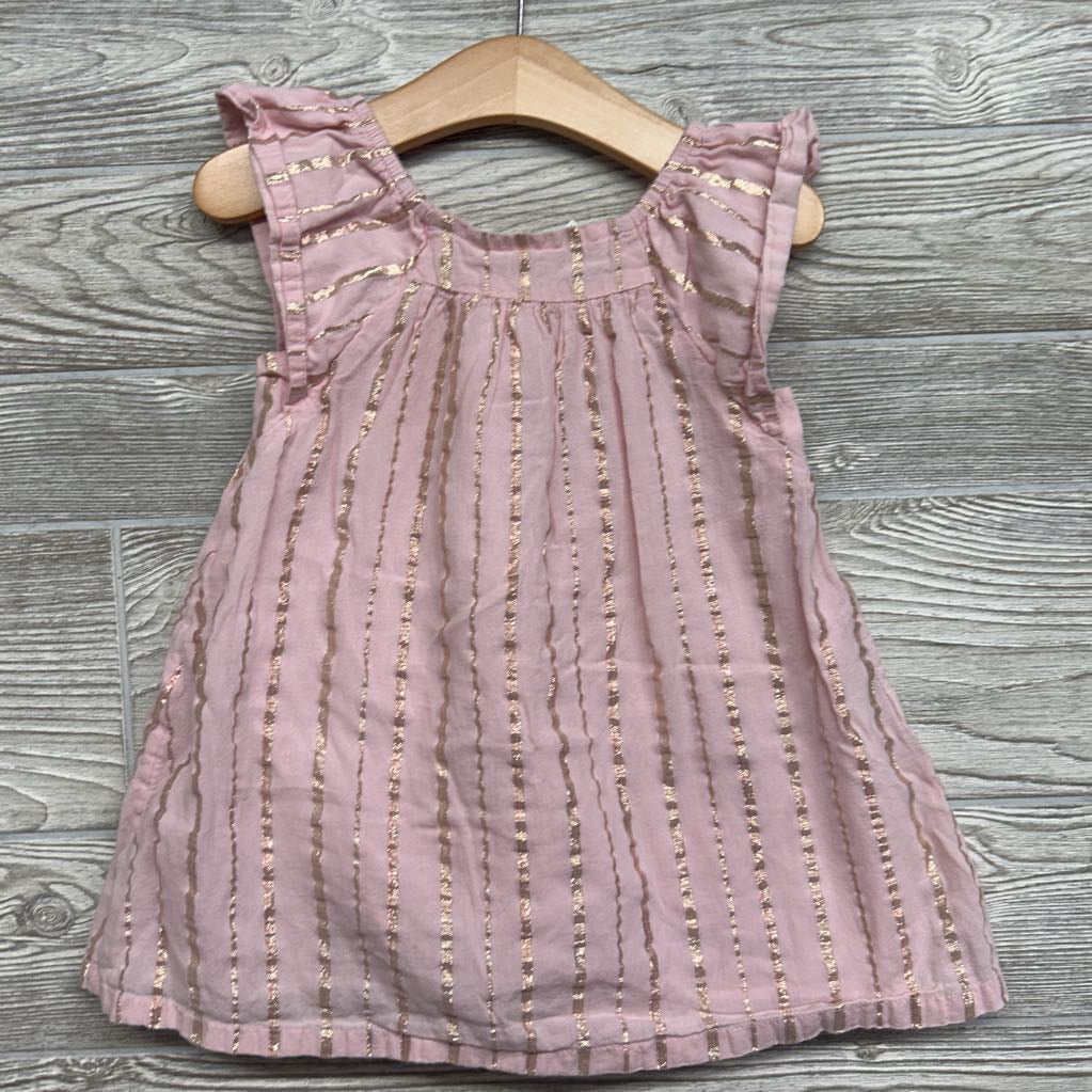 Flutter Sleeve Dress Glitter Stripe 2t