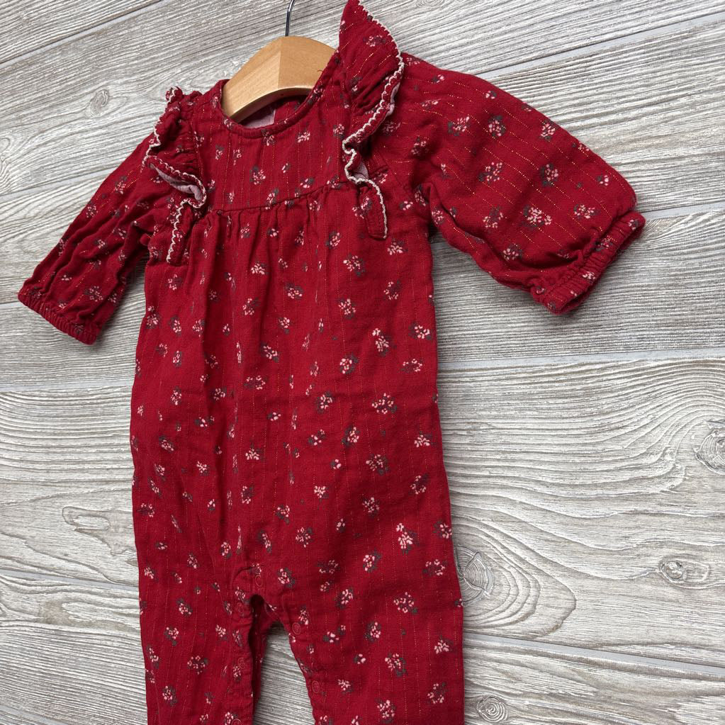 Outfit Ruffle Sleeve Flowers Glitter Stripes 3-6M