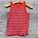 Ribbed Lettuce Trim Tank Top Stripes 2t