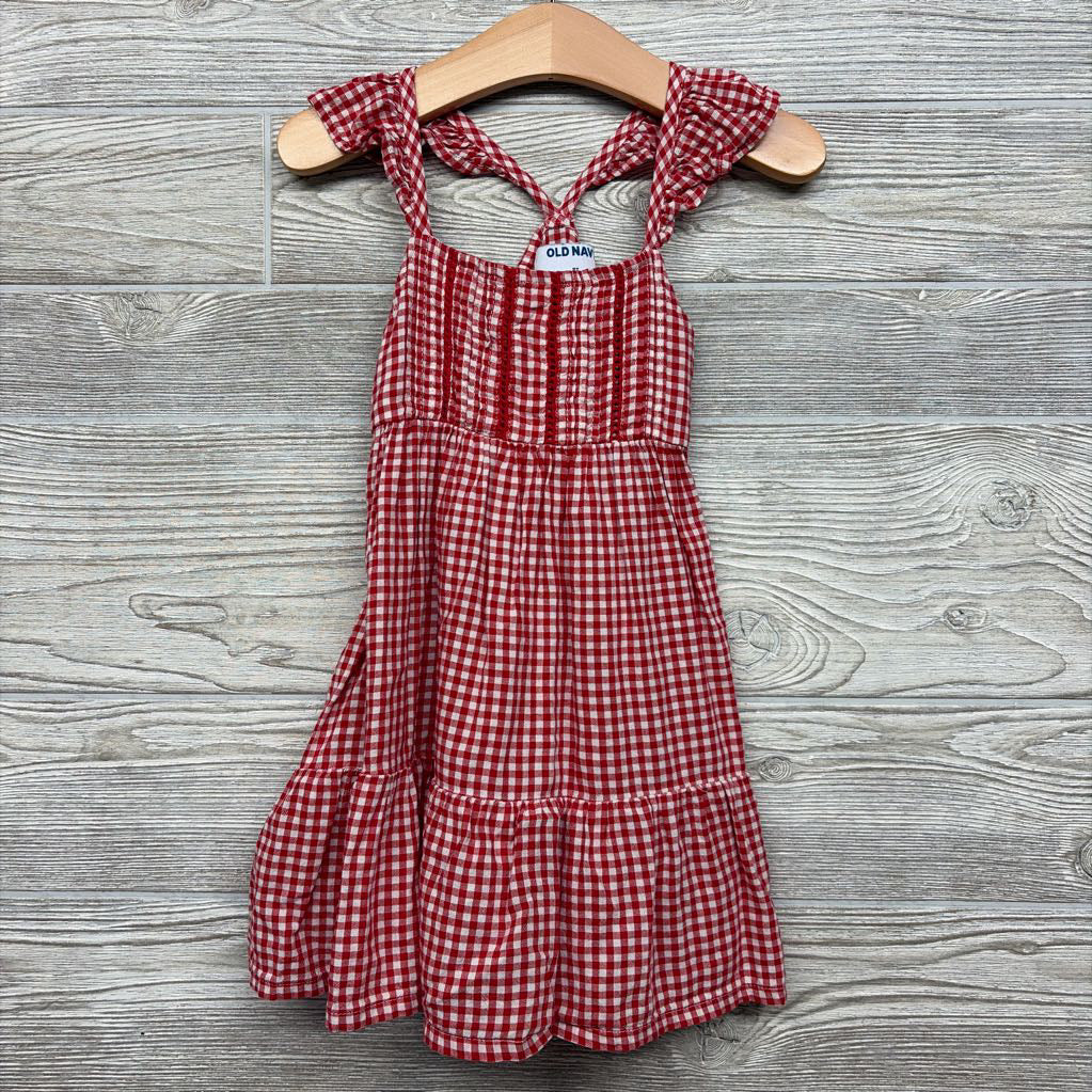 Gingham Flutter Strap Dress 2t