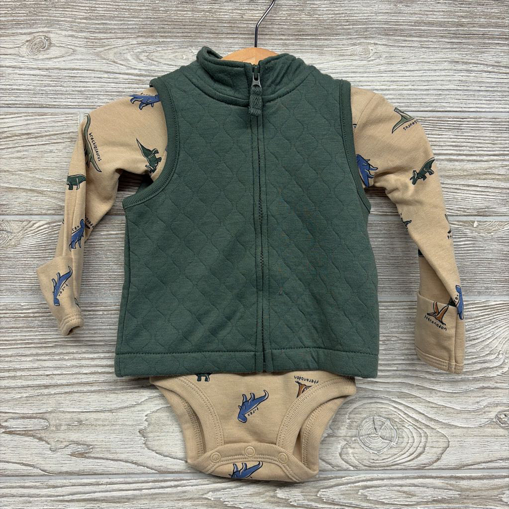Quilted Vest, Shirt & Pants Dinosaurs 0-3M