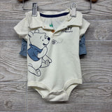 Polo Bodysuit Let's Bee Friends, French Terry Shorts Pooh & Sun Hat 3-6M