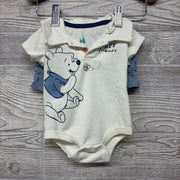 Polo Bodysuit Let's Bee Friends, French Terry Shorts Pooh & Sun Hat 3-6M