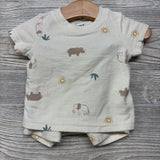 French Terry Shirt & Shorts Rhinos Elephants Suns 3M