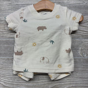 French Terry Shirt & Shorts Rhinos Elephants Suns 3M