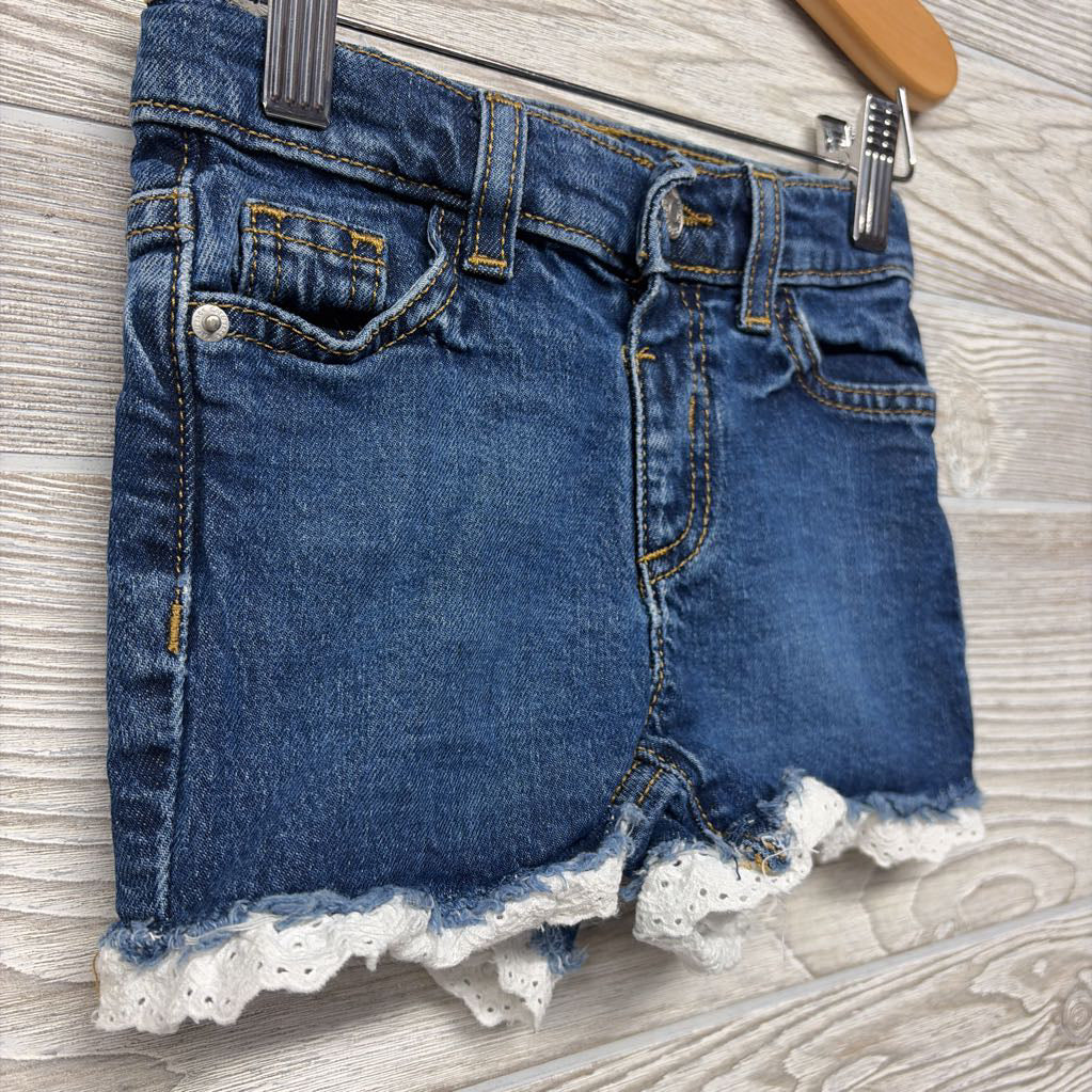 Denim Shorts Eyelet Trim 3T