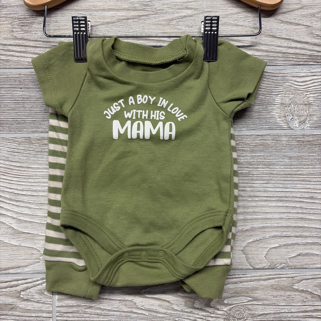 Shirt Just A Boy In Love With His Mama & Pants Stripes 3M
