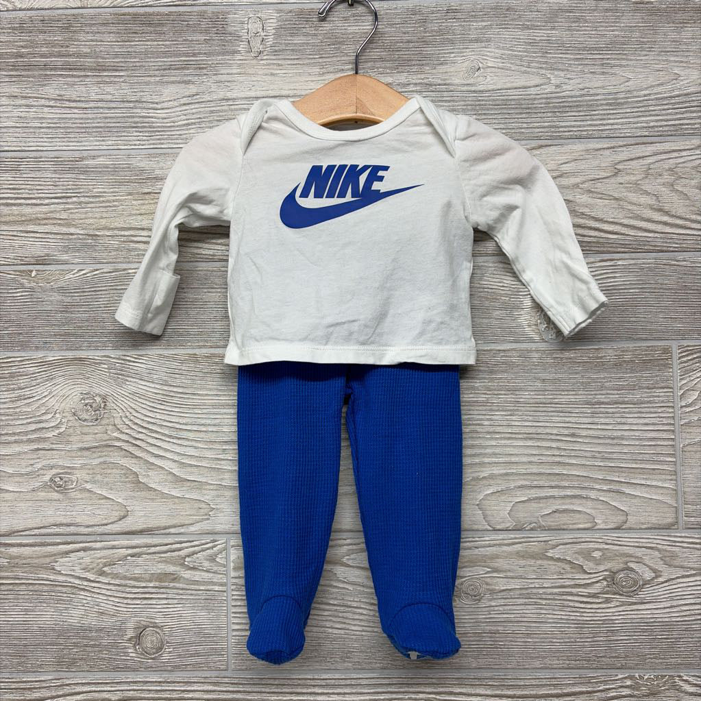 LS Shirt Swoosh, Waffle Knit Footed Pants & Hat 3M