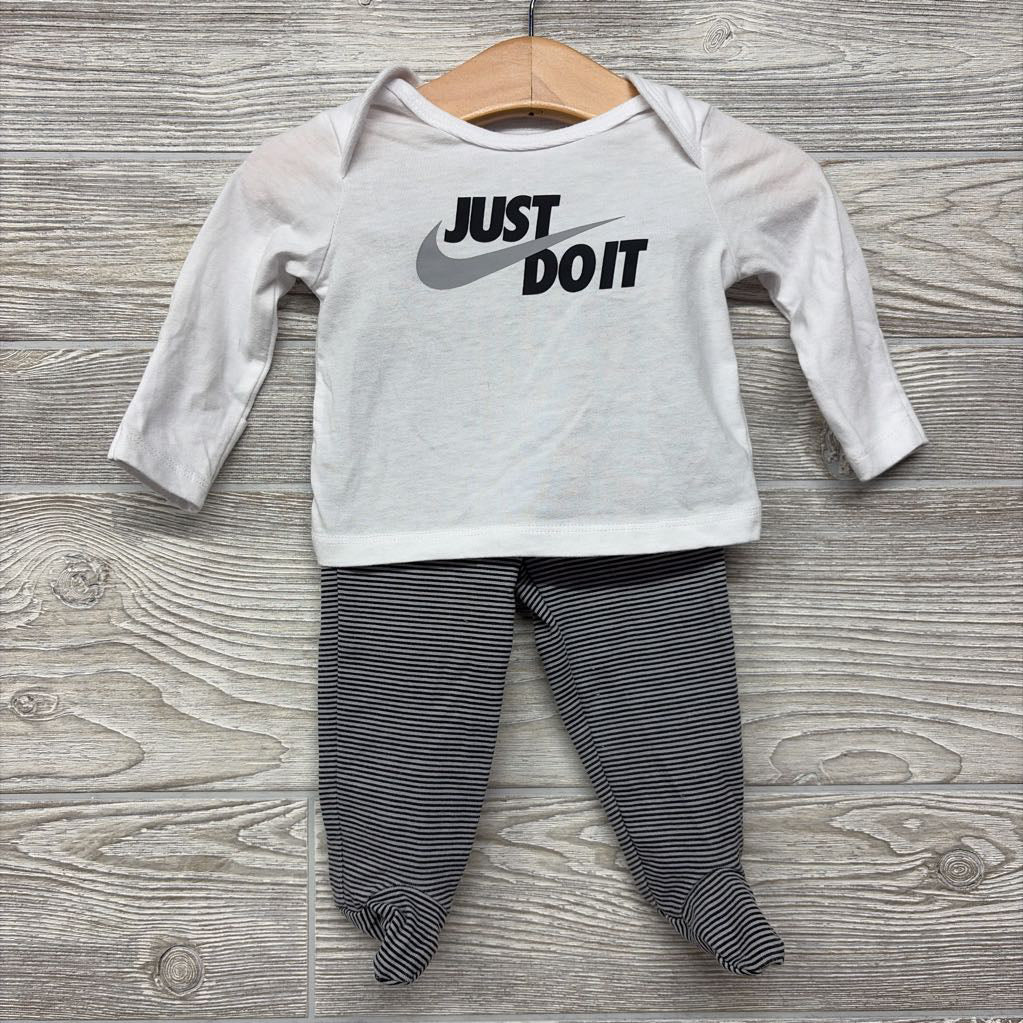 LS Shirt Just Do It & Footed Pants Stripes 3M