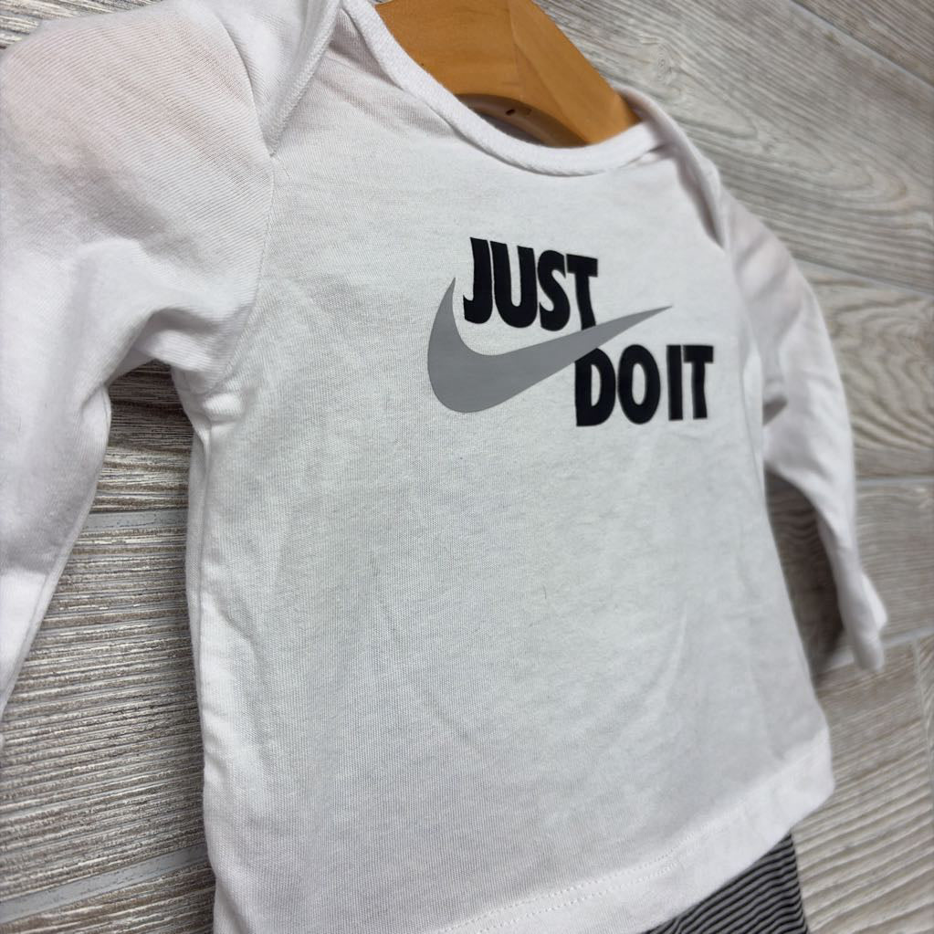 LS Shirt Just Do It & Footed Pants Stripes 3M