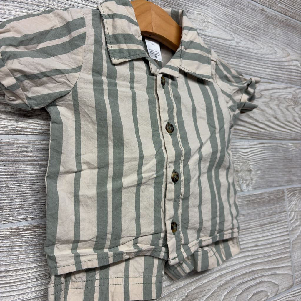 Button Up Shirt & Shorts Stripes 3M