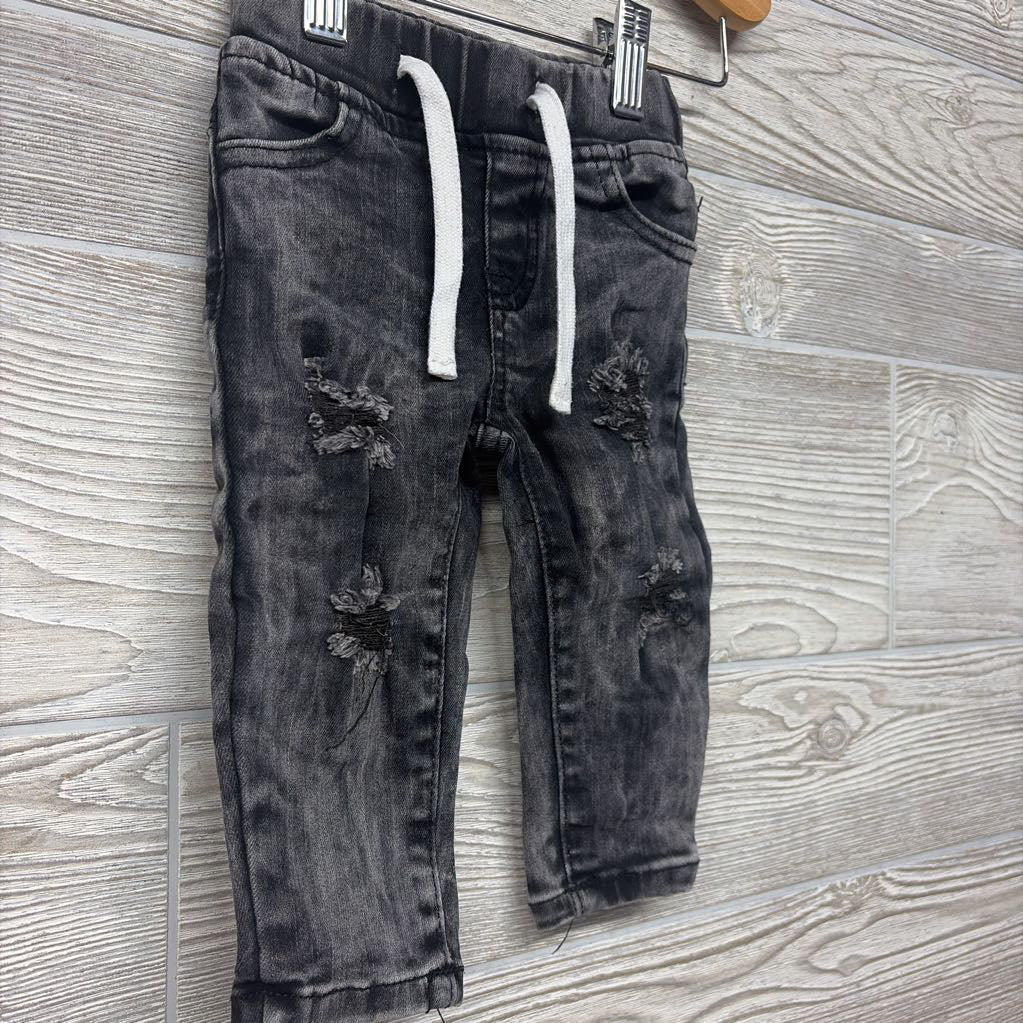 Pull On Drawstring Distressed Ashton Jeans 6-12M