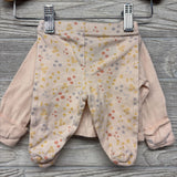 LS Side Snap Shirt Worth The Wait & Footed Pants W/ Hat Flowers NB