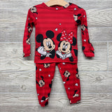 2 Pc LS PJs Hearts Stripes Minnie Mickey 2T