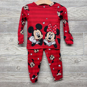 2 Pc LS PJs Hearts Stripes Minnie Mickey 2T