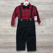 NEW LS Plaid Button Up Bodysuit & Cord Suspender Pants 18M