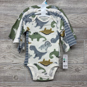 NEW 4 Pk LS Bodysuits Dinosaurs Stripes 6M