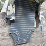 NEW 4 Pk LS Bodysuits Dinosaurs Stripes 6M