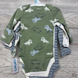 NEW 4 Pk LS Bodysuits Dinosaurs Stripes 6M