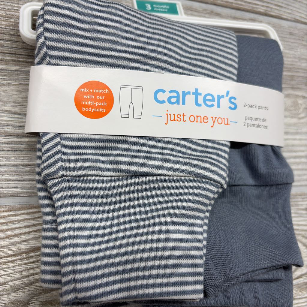 NEW 2 Pk Pants Stripes Solid 3M
